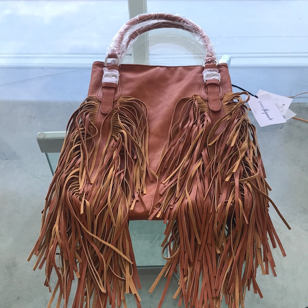 Urban Originals Crazy Heart Fringe Tote Bag